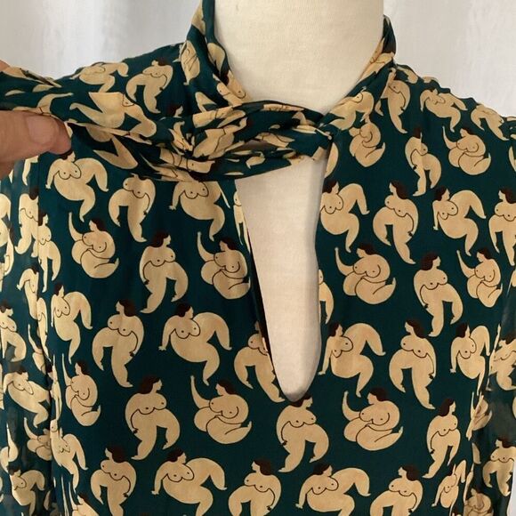 Anthropologie Ottod’ame Femme Tie Neck Dress US 8 Naked Women Made in Italy - Picture 8 of 14